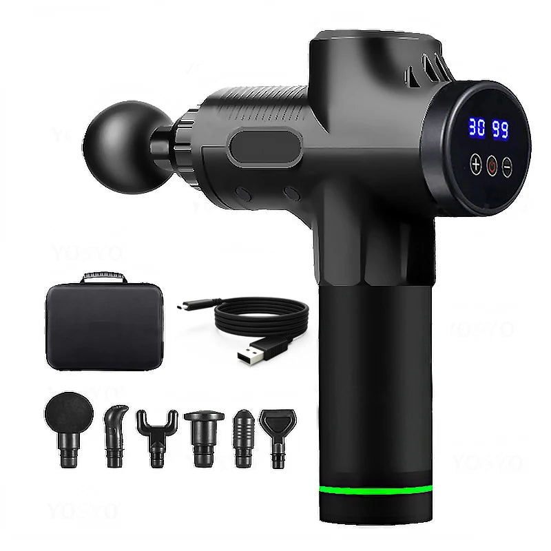 Massage Gun Soothe PRO black with all heads and charging cable